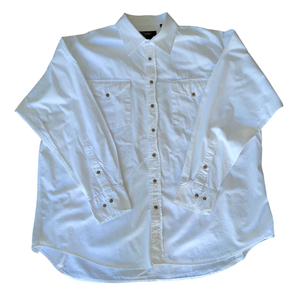 Walls Authentic Ranch Wear White W/ Snap Back Buttons, Western Men's 2XLT
